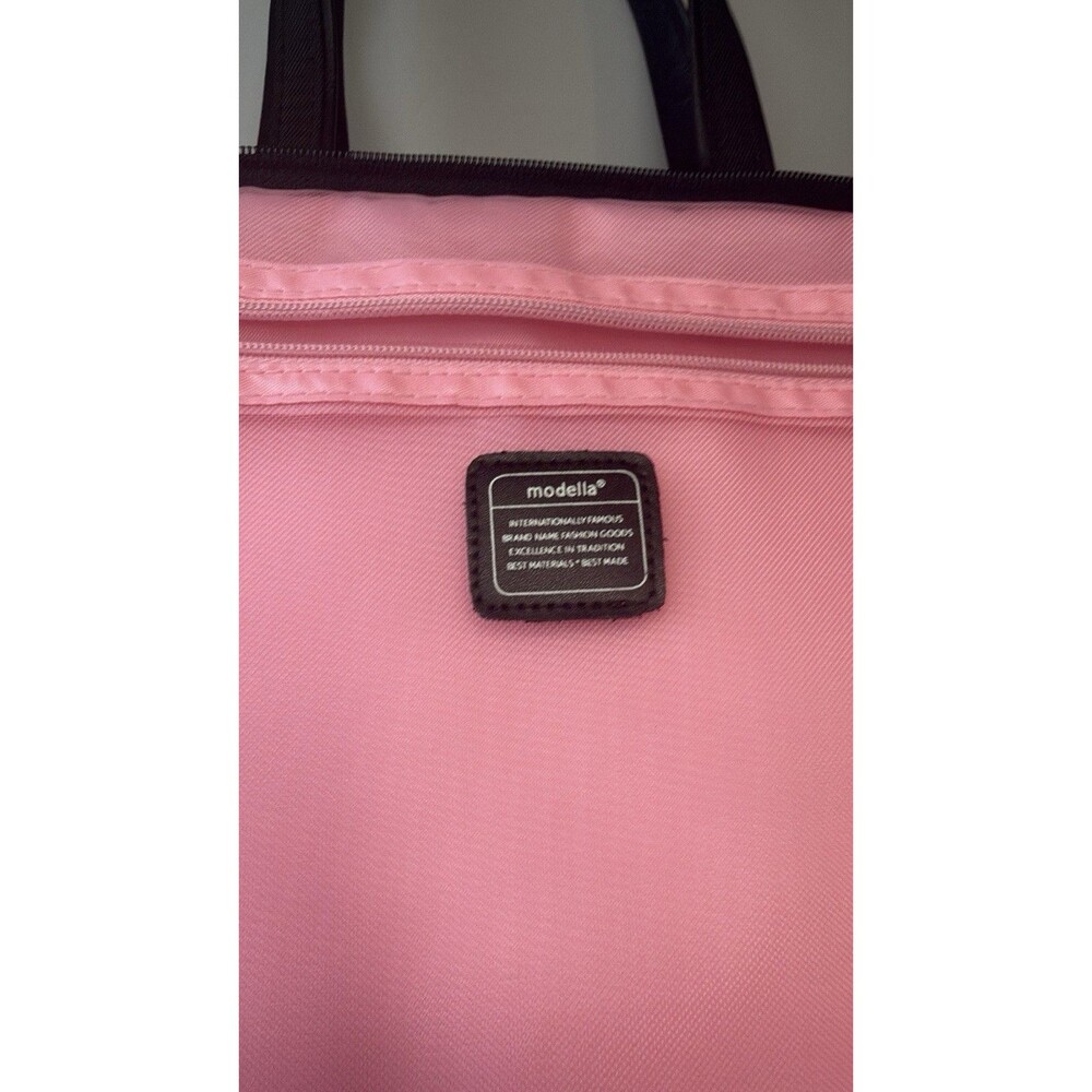 Modella Organizer Makeup Travel Bag XL Black Nylon Pink Liner 13x10 EUC - Picture 15 of 16